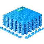 Yes4All Interlocking Exercise Foam Mats with Border – Interlocking Floor Mats for Gym Equipment – Eva Interlocking Floor Tiles - 12 Square Feet (12 Tiles) - Blue