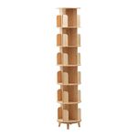 Esyogen Rotating Bookshelf Cylindrical Wooden Book Rack 6 Tier Plants Storage Display Holder Stand 360° Rotating Floor Standing Shelf For Storing Books, Precious Souvenirs, Displays