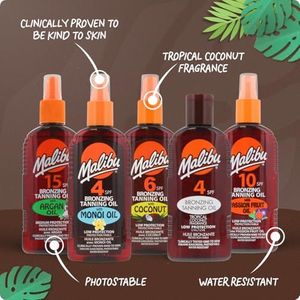Malibu Sun SPF 6 Bronzing Tanning Oil – Coconut Oil, Water Resistant, 200ml