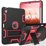 BENTOBEN Case for iPad Air 11 Inch M2(2024), iPad Case Air 6th Generation 11 Inch with Pencil Holder, Three Layer Shockproof Kickstand Full Body Protective Kids Cover for iPad Air 11 Inch, Black/Red