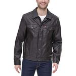 Levi's Men's Faux Leather Classic Trucker Jacket, New Dark Brown, S