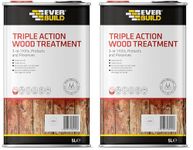 Everbuild LJUN05 Triple Action (Kills, Protects and Preserves) Wood Treatment, Clear, 5 Litre (Pack of 2)