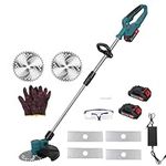 9" Electric Weed Eater,Lawn Mower,21V 2000mAh 2 Batteries Cordless Handle Lightweight String Trimmer,2 in 1 Telescopic Rod 1280W Powered Weed Wacker Brush Cutter for Yard and Garden,18000RPM…