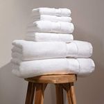 100% Organic Cotton Bath Towel Set | Bathroom Luxury Towel Set of 6 | GOTS Certified | Hotel Premium Towels | 700 GSM | 2 Bath Towels 30 x 56 | 2 Hand Towels 16 x 30 | 2 Wash Cloths 13 x 13 | White