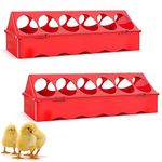 2 Pack Chicken Feeder 12 Hole, Trough Plastic Poultry Feeder Flip-Top Food Dispenser Storage Slot Container Pigeon Quail Chick Supplies Feeding and Drinking for Chickens Parrots Quail