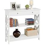 Yaheetech Console Table for Hallway, Slim Entryway Table with Drawer & Storage Shelves, Wood Sofa Table for Small Spaces, Entryway, Living Room, 80x30x80cm, White