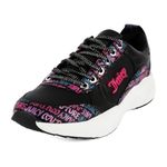 Juicy Couture Lace-Up Women's Fashion Sneakers - Casual Shoes for Tennis and Everyday Walking, Black Multi, 11