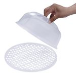 Comet Plastics Microwave Food Cover With Easy Grip Handle and Plate | Microwave Lid With Small Holes To Release Steam | Suitable For Heating Food | Transparent