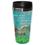 Tree-Free Greetings 25858 Persis Claytom Weirs Courage, Strength, Loyalty Sip 'N Go Stainless Lined Travel Mug, 16-Ounce