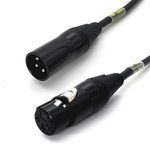 Sonic Plumber Black and Gold XLR male to Female 3-pin Balanced Interconnect Cable with Cable Tie (2meter / 6.56ft)