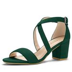 Allegra K Women's Crisscross Ankle Strap Block Heel Sandals Green 5 UK/Label Size 7 US