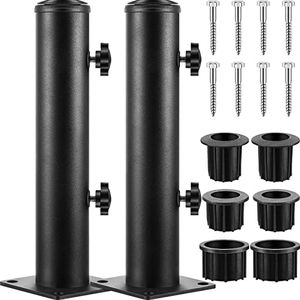 Dunzy Outdoor Deck Umbrella Mount Bracket Patio Umbrella Base Flag Pole Holder Stand with Umbrella Sleeves and Screws Replacement Parts for Dock Backyard Balcony Table Outside (Black)