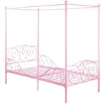 DHP Canopy Bed with Sturdy Bed Frame, Metal, Twin Size - Pink