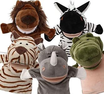 Animal Hand Puppets Set for Kids & Adults - 12.5" Premium Quality Soft Plush Toys with Movable Mouths - Perfect for Storytelling, Teaching, Preschool, Role-Play - Durable, Vibrant, Educational Puppets