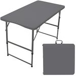 Rainberg 4ft (120CM x 60CM) Heavy Duty Plastic Folding Table, Picnic table, Camping table, Garden Table, Outdoor Diner, BBQ table. (Grey, 4FT (120cm x 60cm) Table)