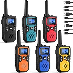 Wishouse Walkie Talkies for Adults Long Range-Rechargeable Portable 2 Way Radios,Hiking Accessories Camping Gear Toys for Kids with Lamp,SOS Siren,NOAA Weather Alert,VOX,Easy to Use,Walky Talky 6 Pack