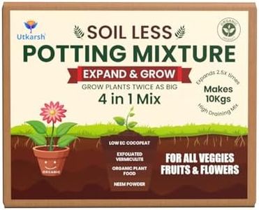 Utkarsh 4-in-1 Soil Less Potting Mixture- Makes 10Kg Fluffy Soil for Plants Home Garden | 3.65Kg Dry Items- Cocopeat, Vermiculite, Neem Khad, Organic Compost - Potting Soil Mix for Plants