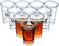 Sliner 48 Pack Birthday Shot Glasses Bulk Unbreakable 1.4oz Cheers to 30/40/50/60/70/80 Years Shot Glass Thick Base Mini Clear Plastic Shot Glass Anniversary Favors for Guests Birthday (for 40 Years)