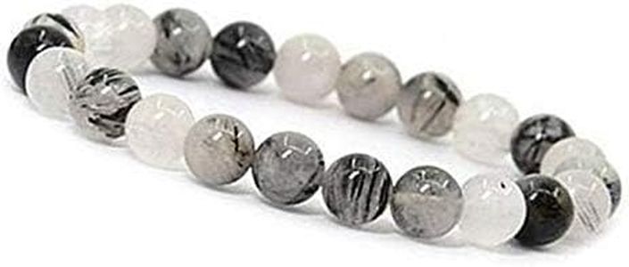 Manifestation Bracelet- Handmade Natural Black Rutile Bracelet - Natural Stone Yoga Bracelet - Gemstone Beaded Stretch Bracelet 8mm - Stone Bracelet