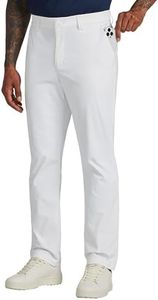 Willit Mens Golf Pants Stretch Dress Pants Quick Dry Work Business Slacks Casual Pants with 4 Pockets White 33W x 28L