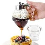 Hunnibi Glass Syrup Dispenser for Pancakes | No Drip Honey Dispenser Glass | Premium Maple Syrub Dispenser with Stainless Steel Handle | Syrup Bottle 8 Oz