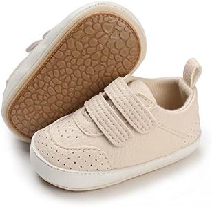 E-FAK Baby Shoes Boys Girls Infant Sneakers Non-Slip Rubber Sole Toddler Crib First Walker Shoes, 06 Beige, 0-6 Months Infant