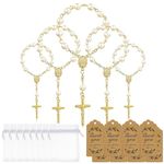 75 Pieces Baptism Favors Set Baby Shower Favors Include 25 Mini Rosary Beads 25 Organza Bags and 25 Thank You Tags for Christening Weddings and First Communion Decorations Party Favors