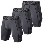 ZENGVEE Compression Shorts Mens Cool Dry Running Base Layer Shorts with Phone Pockets Sports Underwear for Boxing,Training, Workout, Gym(1011-3Gray-2-M)