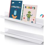 Lincia 2 Pcs Magnetic Book Shelf for Whiteboard Magnetic Shelf Metal Floating Book Shelves Magnetic Book Display Shelf Magnetic Book Shelf for Teacher Office(17 x 2.4 x 2 Inch,White)