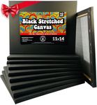 Stretched Black Canvas for Painting Bulk 10 Pack Small Canvases for Painting Blank Canvas for Painting 11x14 Stretched Canvas for Paint for Artists Gesso Primed for Oil, Acrylic, and Watercolor Art