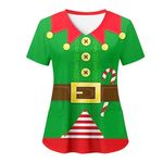 Nursing Uniforms Beauty Tunic Dog Grooming Cat Grooming Cute Printed V Neck Spa Nail Salons Women's Christmas Scrubs Beauty Salon Wrap Mock Christmas Work Tops Care Uniform Healthcare Tunics