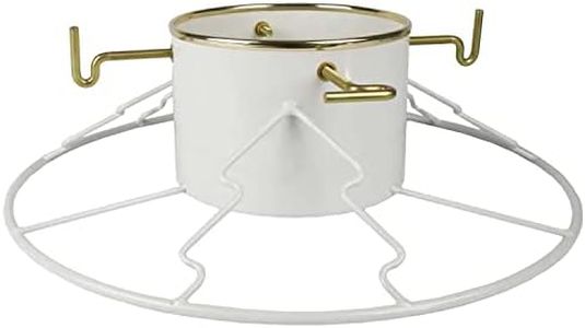 Yard Butler Santa's Helper - Easy to Use & Assemble Christmas Tree Stand - Durable & Sturdy Stand Made with Anti-Rust Steel - Beautiful Addition to Holiday Decor - 6' to 11' Trees - White
