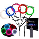 Ourbest 5in1 30Ft (5Pack 6Ft) Neon Strip Light Wire, 3Mode Stay/Slow/Fast Flash EL Wire Lights Battery Box (No Battery) for Cosplay DIY Party Decoration(Multi-Colored)