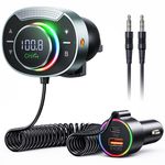 Bluetooth FM Transmitter Car - SOOMFON V5.3 Bluetooth Car Adapter with Big Mic Bass Stereo Hi-Fi Sound, PD30W QC18W FM Bluetooth Transmitter Car Charger Support Hands-Free Calls, Aux Out, TF Card