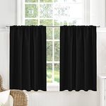 Yakamok Black Curtains Blackout - Bathroom Small Window Curtains Rod Pocket Thermal Insulated Privacy Drapes for Kids Bedroom Living Room Kitchen Basement, Width 42 by Length 36, 2 Panels