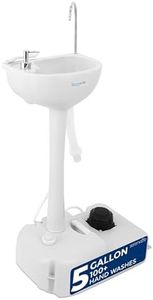 SereneLife Portable Camping Sink w/Towel Holder & Soap Dispenser - Hand Wash Basin Stand w/Rolling Wheels - For Outdoor Events, Gatherings, Worksite & Camping