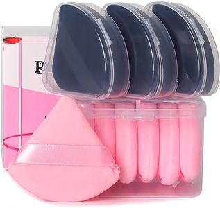 Ocim 10Pcs Triangle Powder Puffs for Face Powder,Soft Velour Makeup Setting Powder Puff with Case,Black&Pink