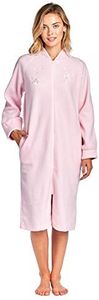 Casual Nights Women's Zip Up Front Long Fleece Robe House Dress - Pink - Large