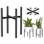 Plant Stand - Indoor Plant Stand Adjustable for 8-12 inches Plant Pot (not Included), Metal Plant Stand for Indoor Plants Mid Century Stable & Stylish Black Planter Stand for Outdoor -1 Pack