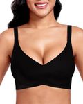 Gailife Womens Jelly Bra for Women Wireless Bras Seamless No Underwire Supportive Full Coverage T-Shirt Bra -New-Black-XL