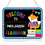 GROWTHMAGIC Welcome Sign for Classroom Door Decorations - 14" X 11" Teacher Door Sign Personalized Classroom Welcome Sign with Cute Animal Pattern