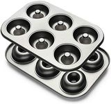 BluBasket Mini Donut Pans, Non-Stick 6-Cavity Donut Baking Pan, Bagels Doughnuts Biscuit Cake Baking Tray Maker, Carbon Steel Donut Mold