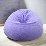 Bhailu Art Latest New Purple Designer Furry, bean bags with beans filled, Chair. premium and luxurious Fur bean bag with thermocol balls XXXL (Purple)