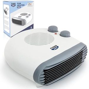 CUQOO Portable Flat Fan Heater – 2000W Room Heater with 3 Heat Settings and Overheat Protection | Horizontal Fan Heater | Electric Space Heater for Bedroom | Mini Heaters for Indoor Use