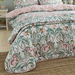 Catherine Lansfield Clarence Floral Reversible 220x230cm Quilted Bedspread Natural