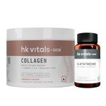 HealthKart hk vitals Skin Radiance Marine Collagen Supplement (Orange, 100g) & Glutathione for Skin Glow and Hydration (30 Veg Capsules) | Combo Pack