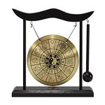 vepoty Chinese Table Gong Feng Shui Meditation Desk Bell with Mallet Retro Table Wind Chime for Home Office Decoration