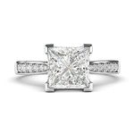 Sterling Silver Solitaire 1.5ct Simulated Princess Cut Diamond Engagement Ring with Side Stones Promise Bridal Ring (9.5)