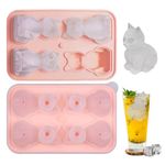 Silicone Ice Cube Tray with Lid, Fun Shapes Cat Ice Cube Mold, Large Ice Cube Trays for Freezer, Cute Cat Lover Gifts Easy Release Ice Cube Maker for Whiskey, Cocktails, Wine, Juice