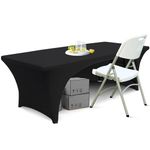 ?30+ colors?AbcCanopy Table cloth 6 ft. Fitted Polyester Tablecloth Stretch Spandex Table cover (Open Back Black)